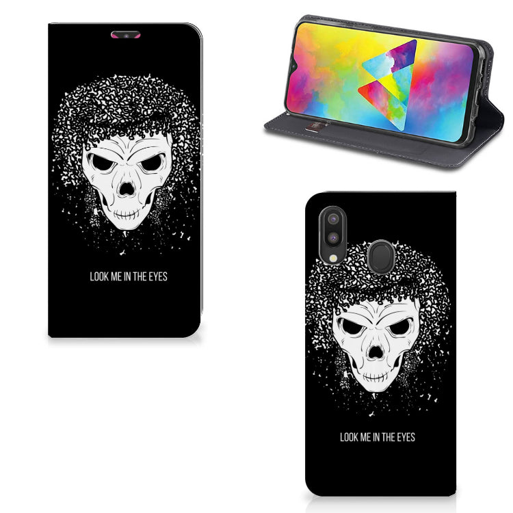 Mobiel BookCase Samsung Galaxy M20 Skull Hair
