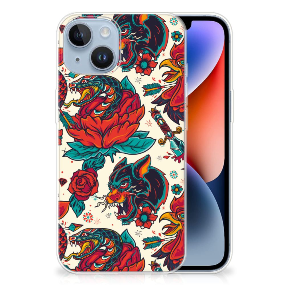 Siliconen Hoesje met foto voor Apple iPhone 14 Old Skool