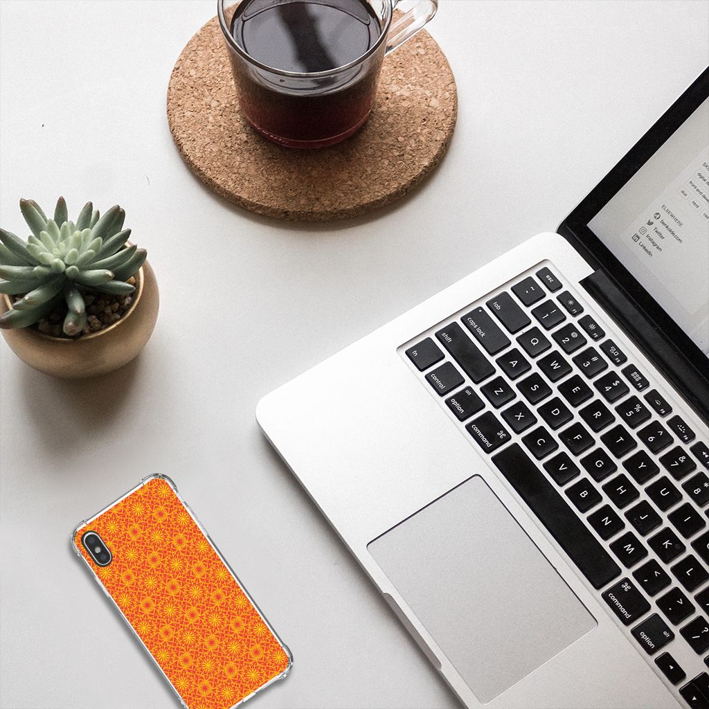 Apple iPhone Xs Max Doorzichtige Silicone Hoesje Batik Oranje
