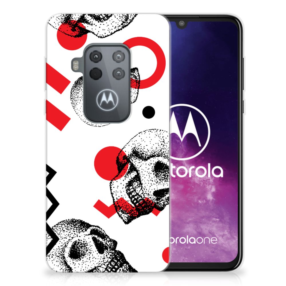 Silicone Back Case Motorola One Zoom Skull Red