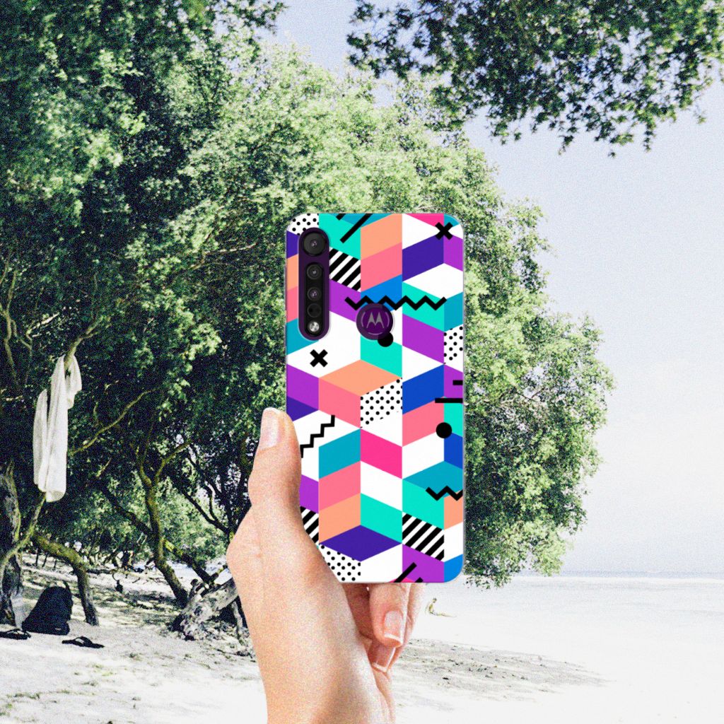 Motorola One Macro TPU Hoesje Blokken Kleurrijk B2C Telecom