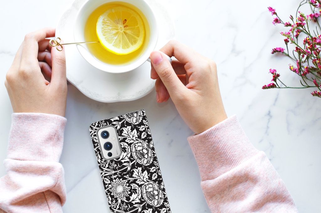 OnePlus 9 Smart Cover Black Flowers - B2C Telecom