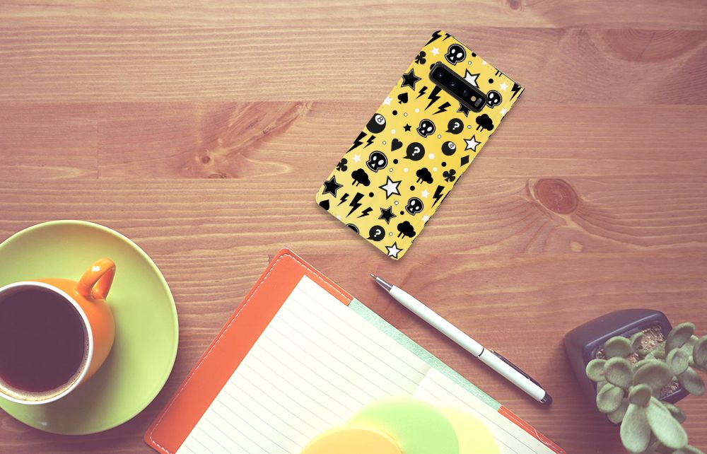 Mobiel BookCase Samsung Galaxy S10 Plus Punk Geel