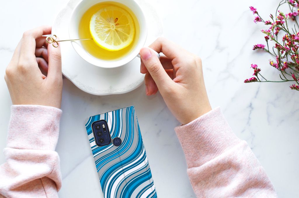 Motorola Moto G60s Hoesje met Magneet Waves Blue - B2C Telecom