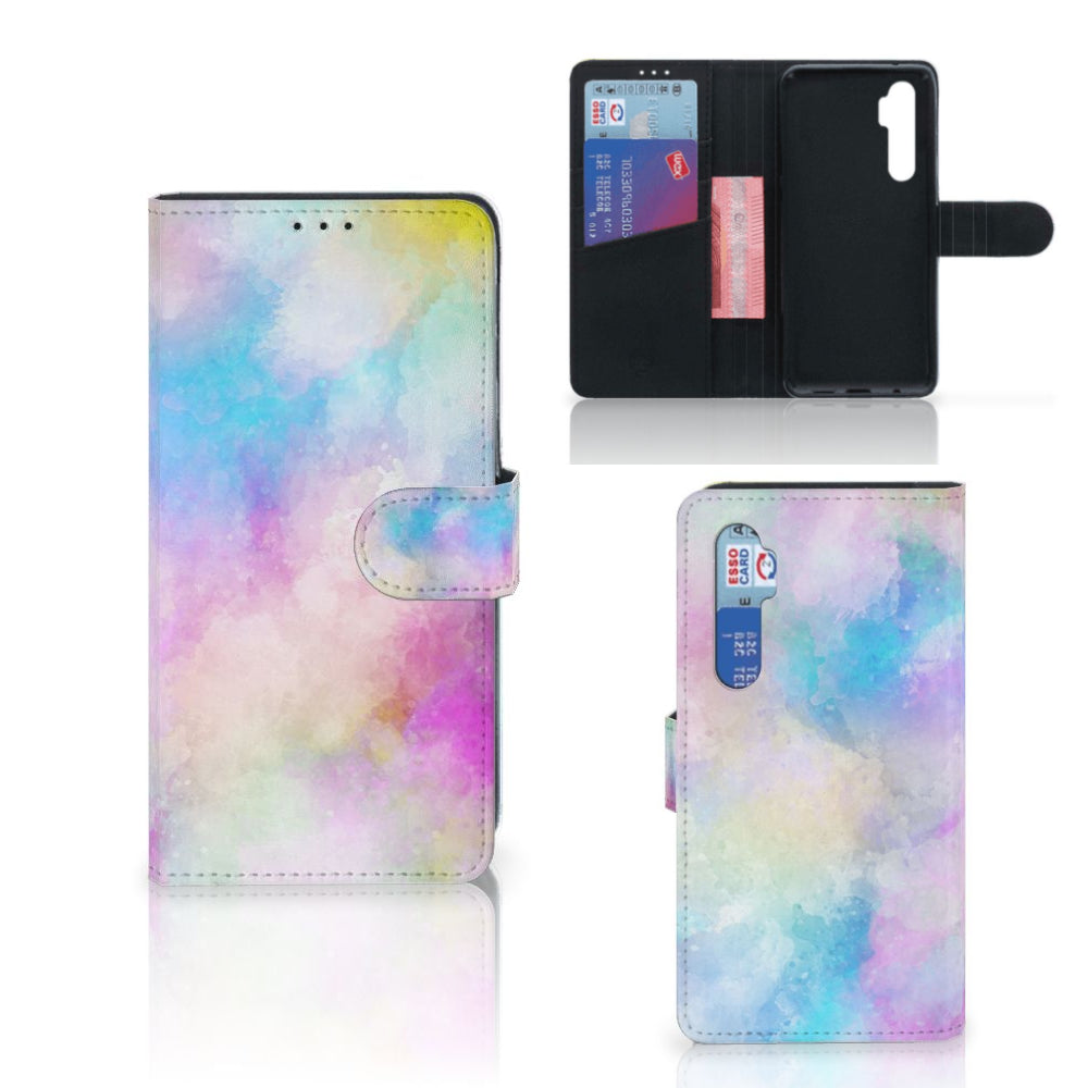Hoesje Xiaomi Mi Note 10 Lite Watercolor Light met pasteltinten en pasjeshouder, uniek en kleurrijk design.