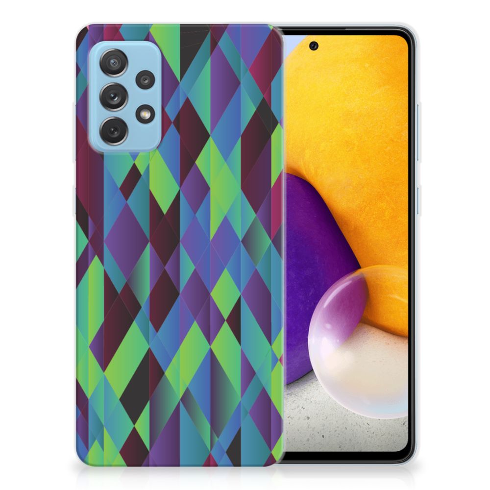 Samsung Galaxy A72 TPU Hoesje Abstract Green Blue