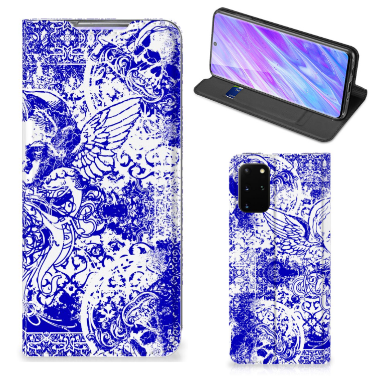 Mobiel BookCase Samsung Galaxy S20 Plus Angel Skull Blauw - B2C Telecom