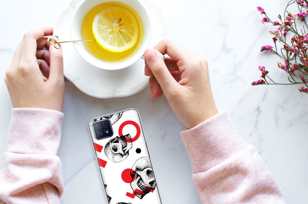 Silicone Back Case OPPO A53 5G | OPPO A73 5G Skull Red B2C Telecom