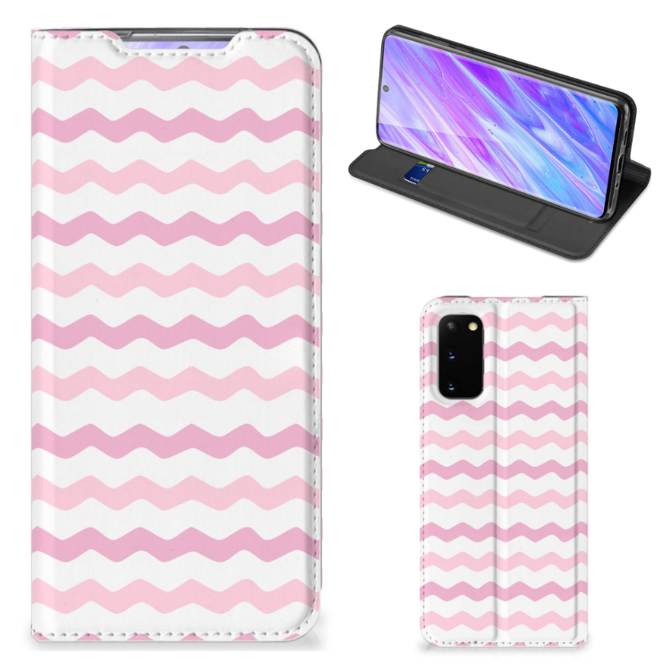 Samsung Galaxy S20 Hoesje met Magneet Waves Roze - B2C Telecom