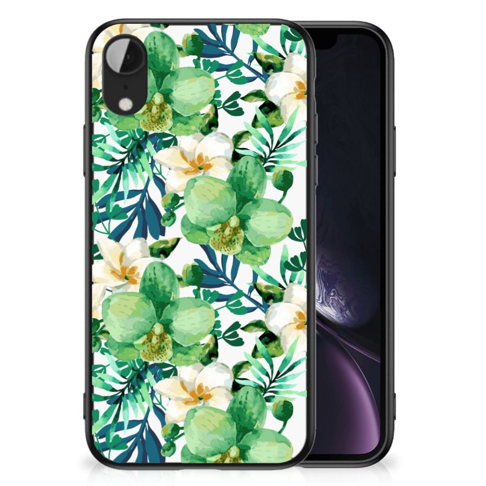 Apple iPhone XR Bloemen Hoesje Orchidee Groen