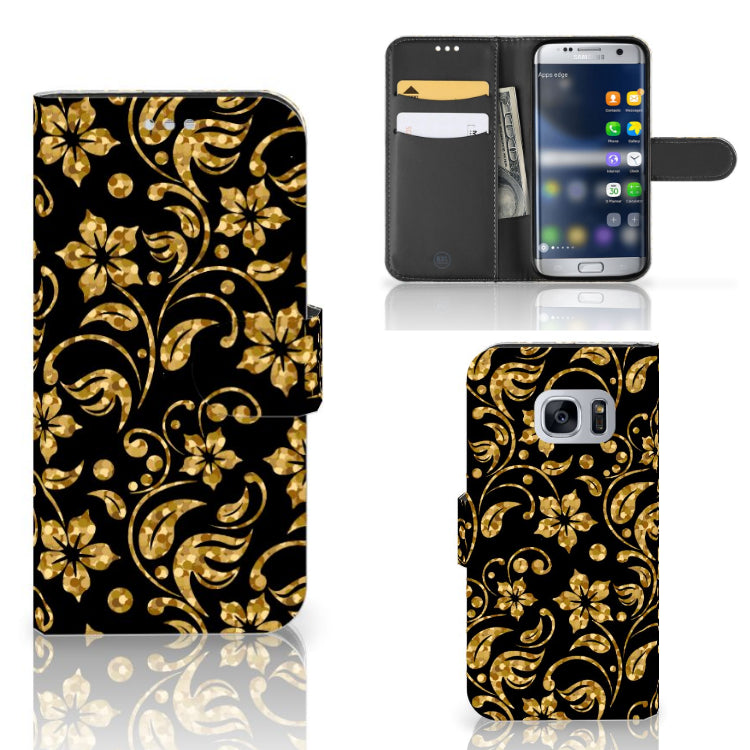 Samsung Galaxy S7 Hoesje Gouden Bloemen