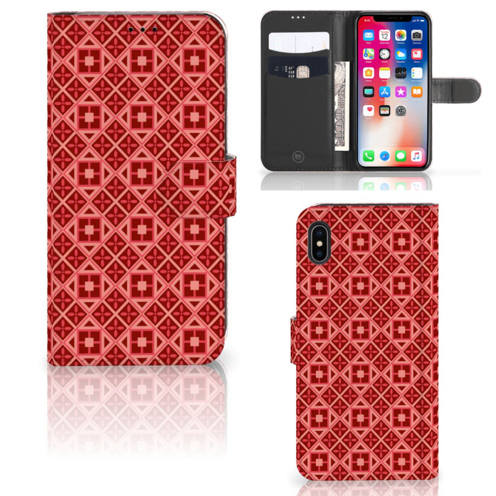 Apple iPhone Xs Max Telefoon Hoesje Batik Rood
