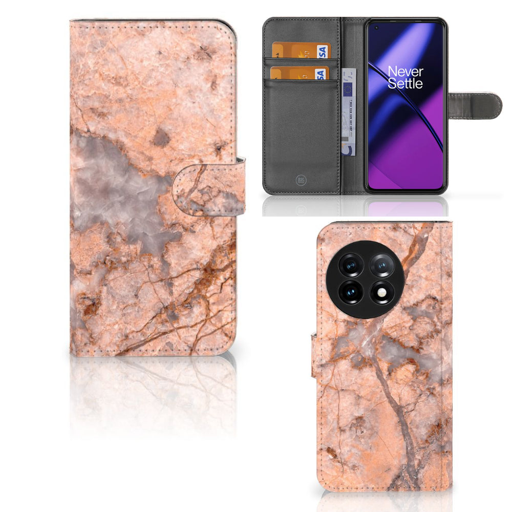OnePlus 11 Bookcase Marmer Oranje