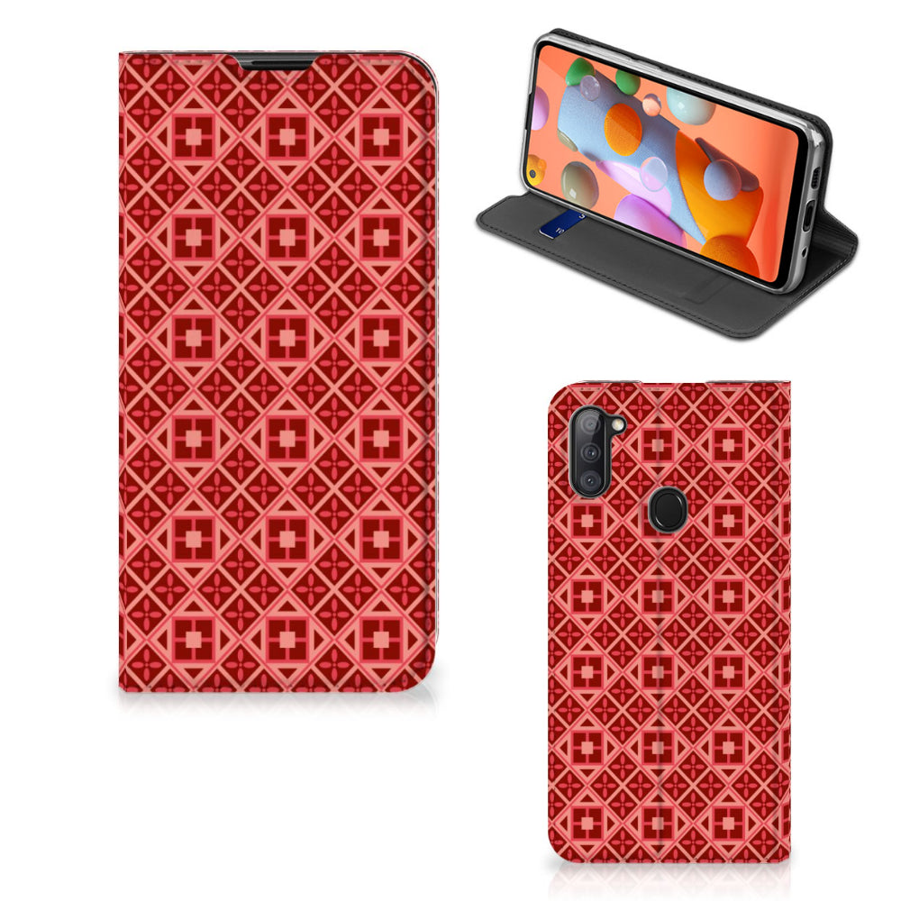 Samsung Galaxy M11 | A11 Hoesje met Magneet Batik Rood