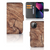 Apple iPhone 13 Book Style Case Tree Trunk met uniek houten uiterlijk en ruimte voor pasjes.