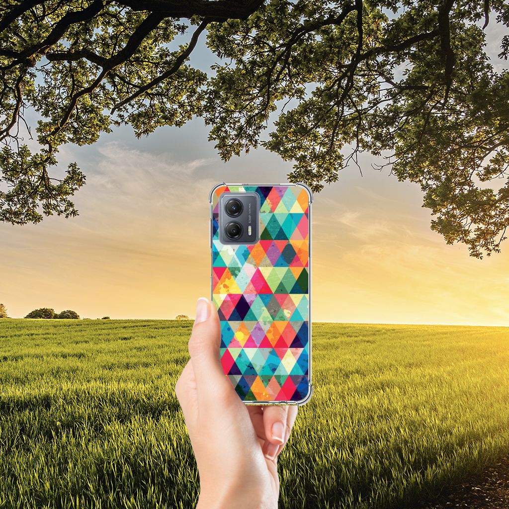 Motorola Moto G53 Doorzichtige Silicone Hoesje Geruit B2C Telecom