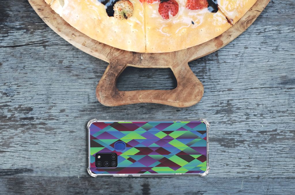 Samsung Galaxy A21s Shockproof Case Abstract Green Blue B2C Telecom