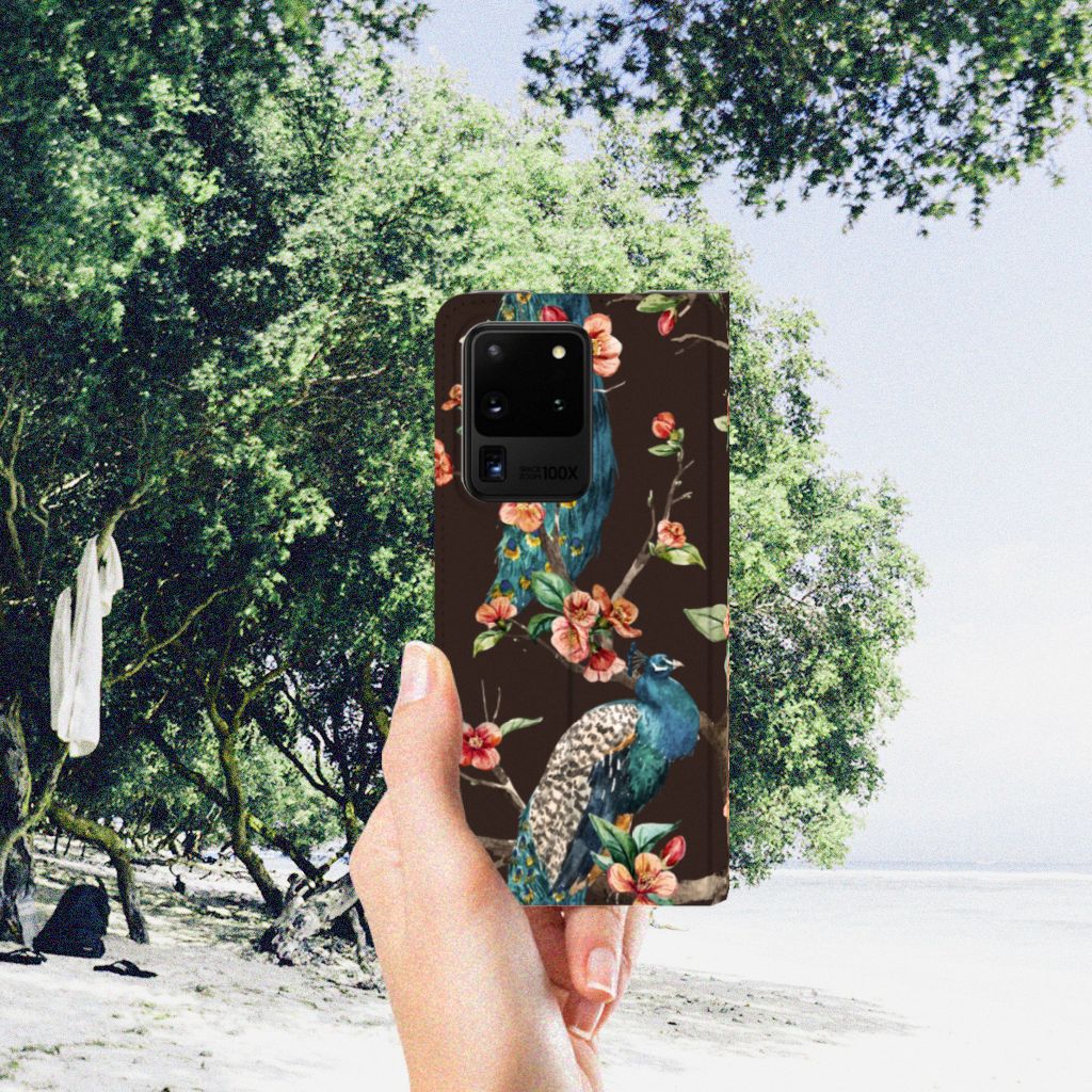 Samsung Galaxy S20 Ultra Hoesje maken Pauw met Bloemen - B2C Telecom