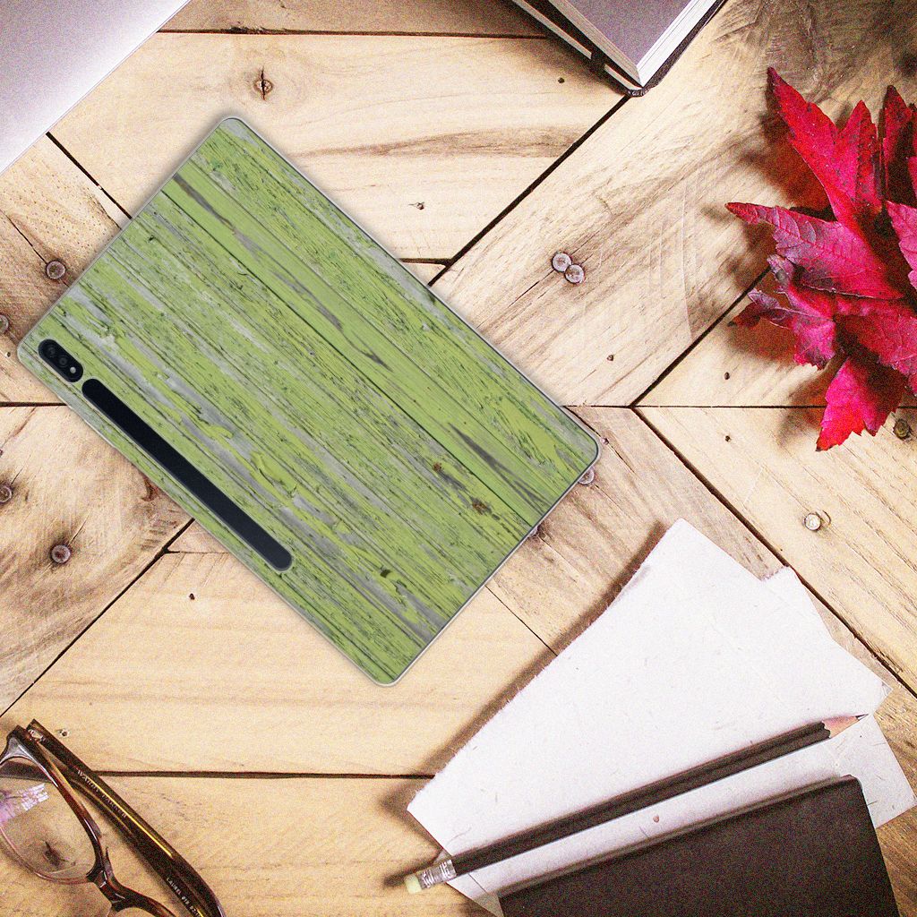 Samsung Galaxy Tab S7 Plus | S8 Plus Silicone Tablet Hoes Green Wood - B2C Telecom