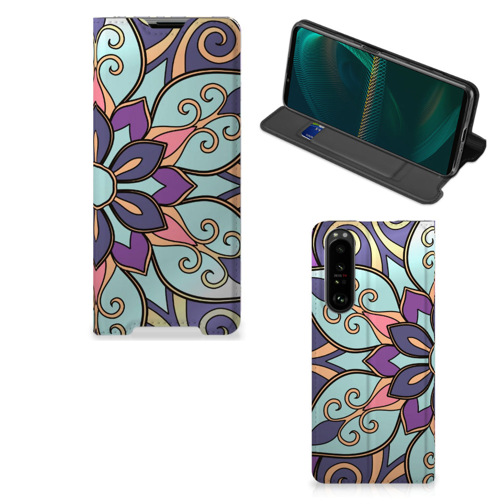 Sony Xperia 5 III Smart Cover Purple Flower