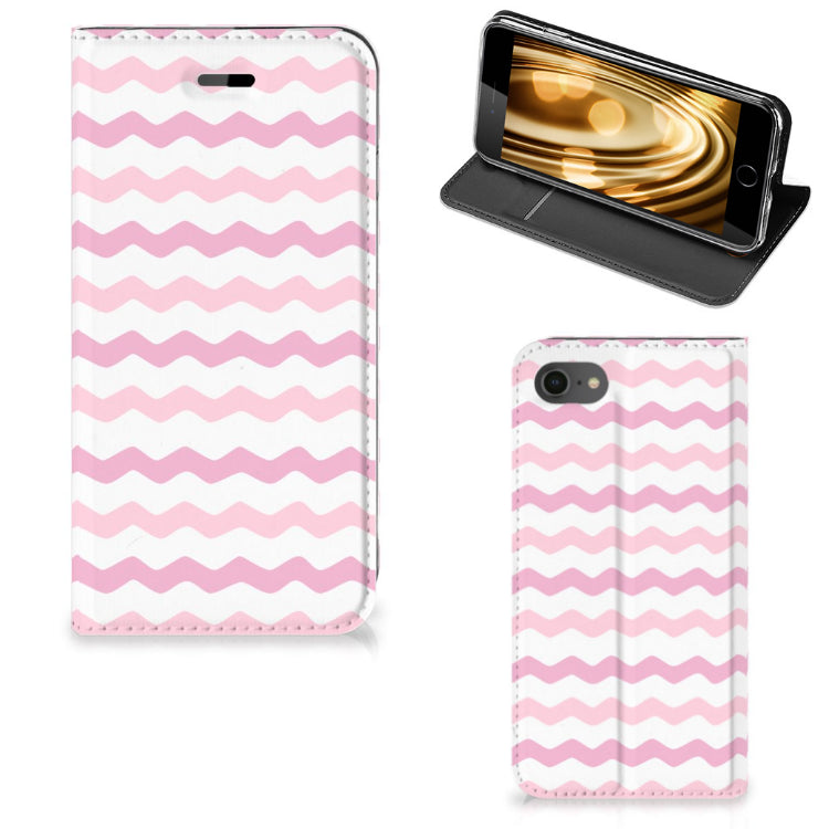iPhone 7 | 8 | SE (2020) | SE (2022) Hoesje met Magneet Waves Roze