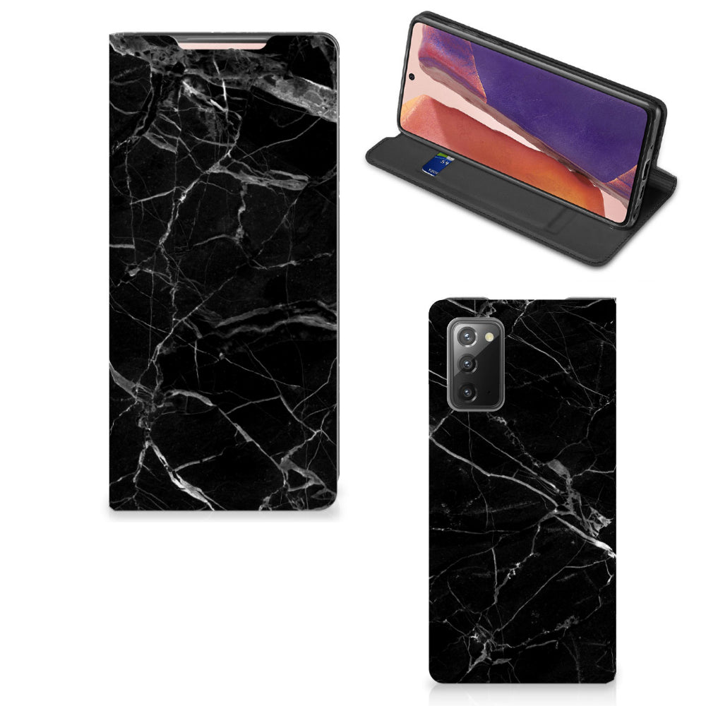Samsung Galaxy Note20 Standcase Marmer Zwart - Origineel Cadeau Vader