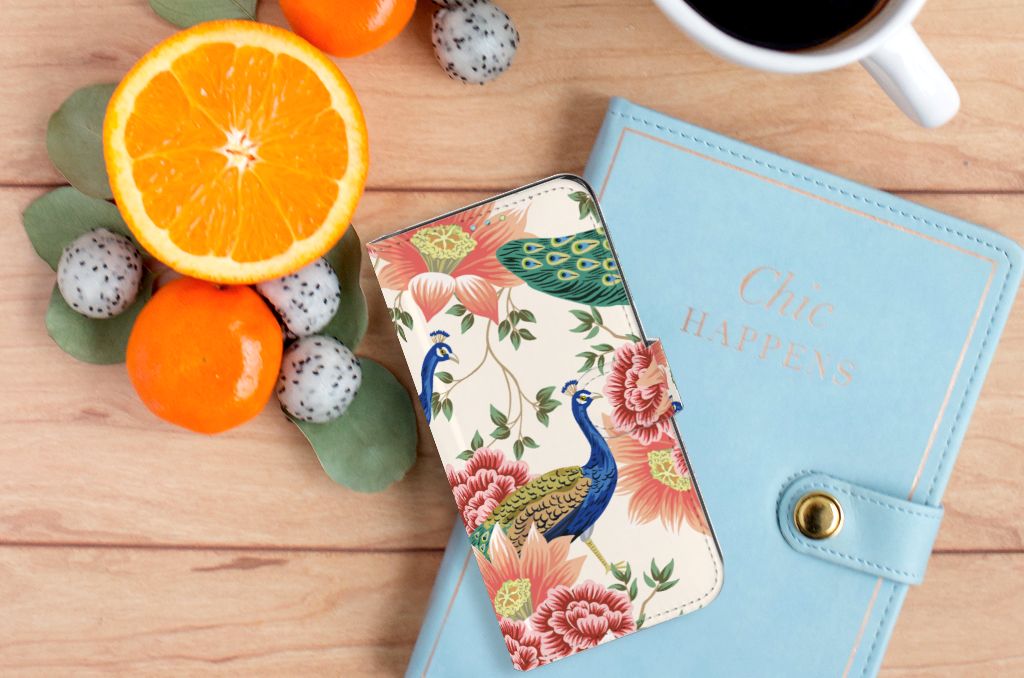 Telefoonhoesje met Pasjes voor Samsung Galaxy A52 Pink Peacock