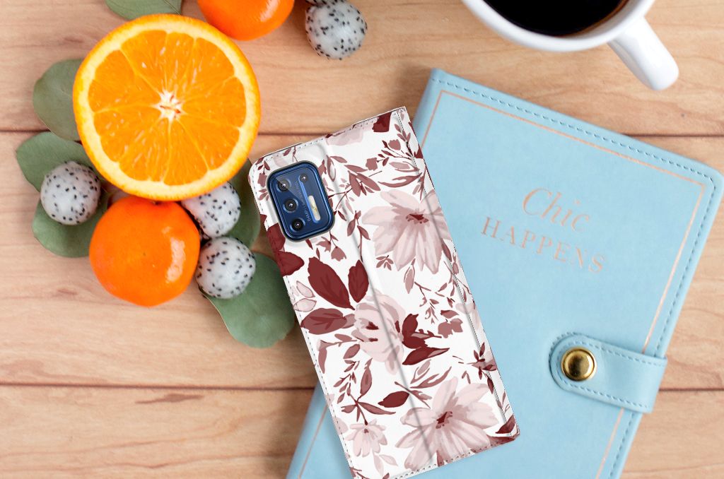 Bookcase Motorola Moto G9 Plus Watercolor Flowers - B2C Telecom