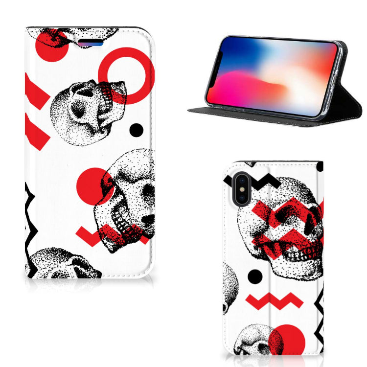Mobiel BookCase Apple iPhone X | Xs Skull Red