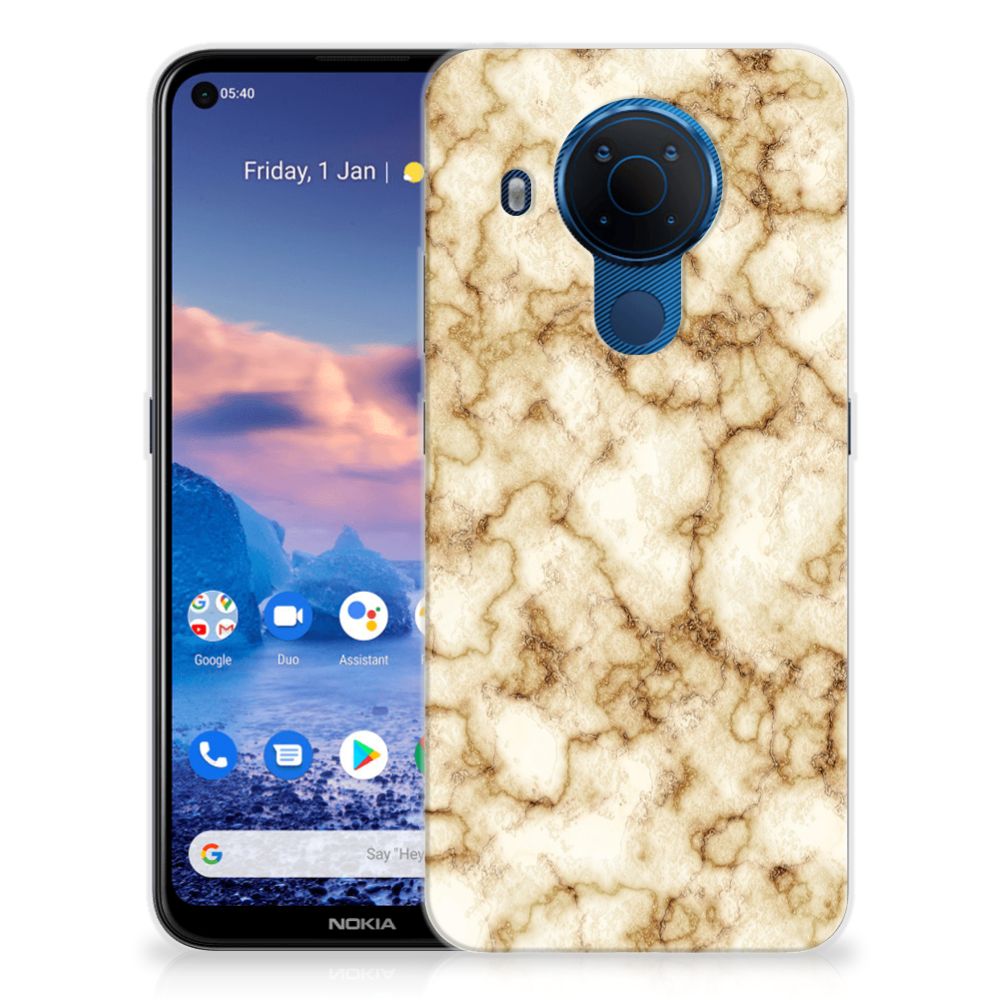 Nokia 5.4 TPU Siliconen Hoesje Marmer Goud