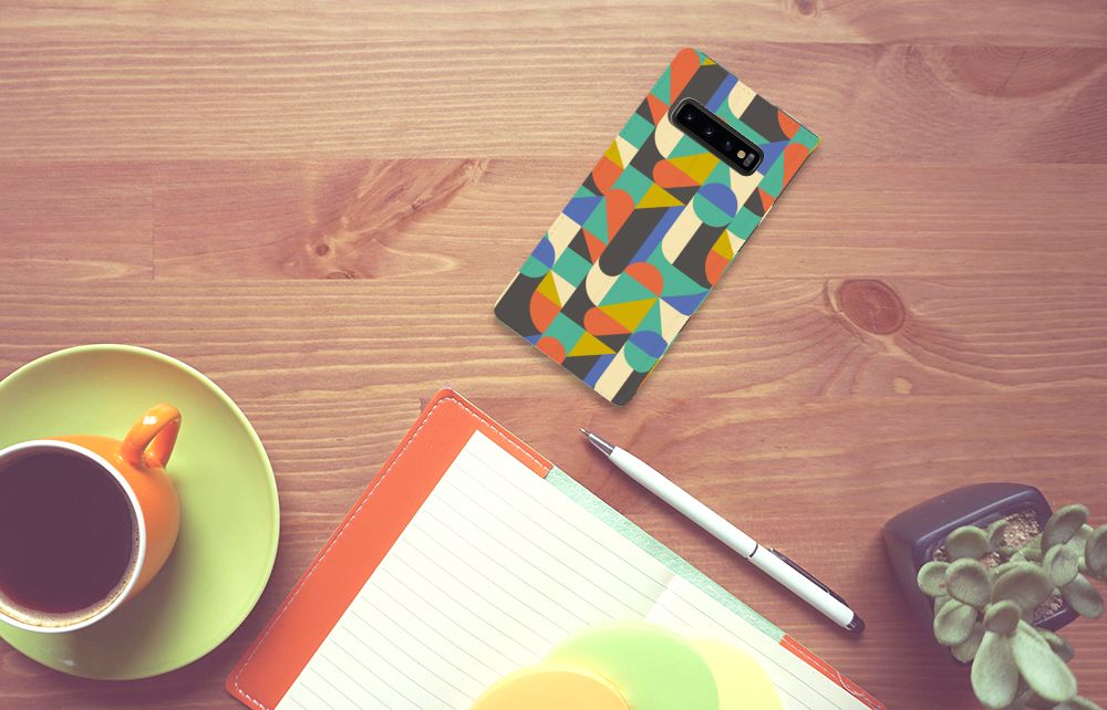 Samsung Galaxy S10 Plus Hoesje met Magneet Funky Retro