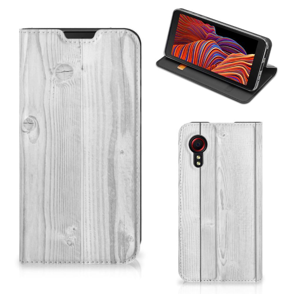 Samsung Galaxy Xcover 5 Book Wallet Case White Wood - B2C Telecom