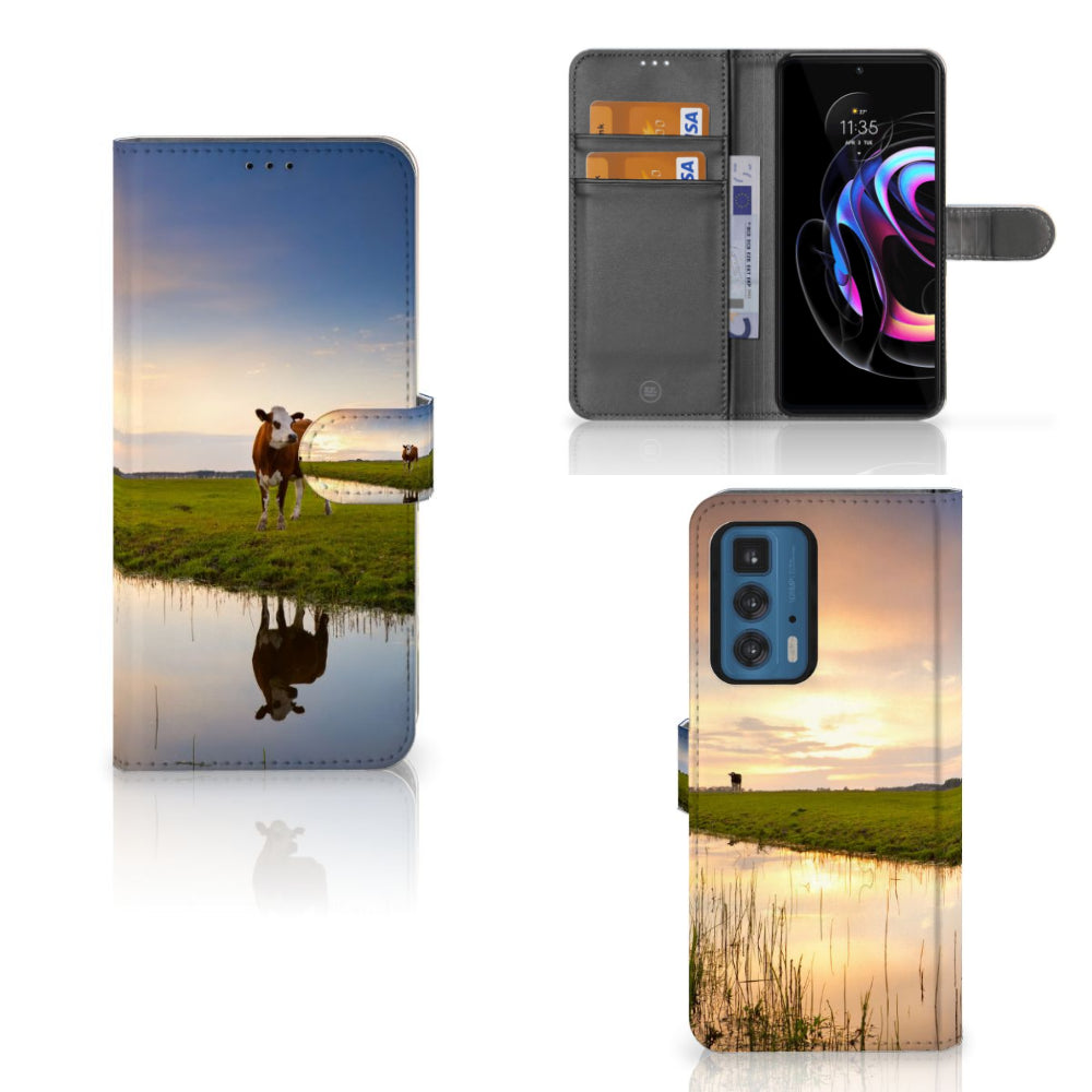 Motorola Edge 20 Pro Telefoonhoesje met Pasjes Koe