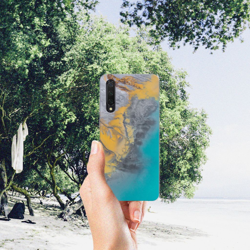 Xiaomi Mi 9 Lite TPU Siliconen Hoesje Marble Blue Gold B2C Telecom