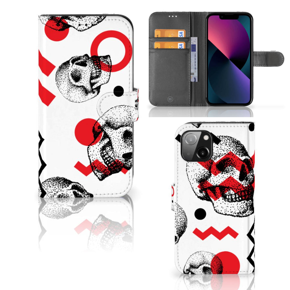 Telefoonhoesje met Naam Apple iPhone 13 Skull Red