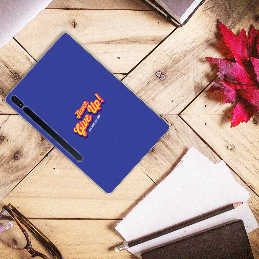 Samsung Galaxy Tab S7 Plus | S8 Plus Back cover met naam Never Give Up - B2C Telecom