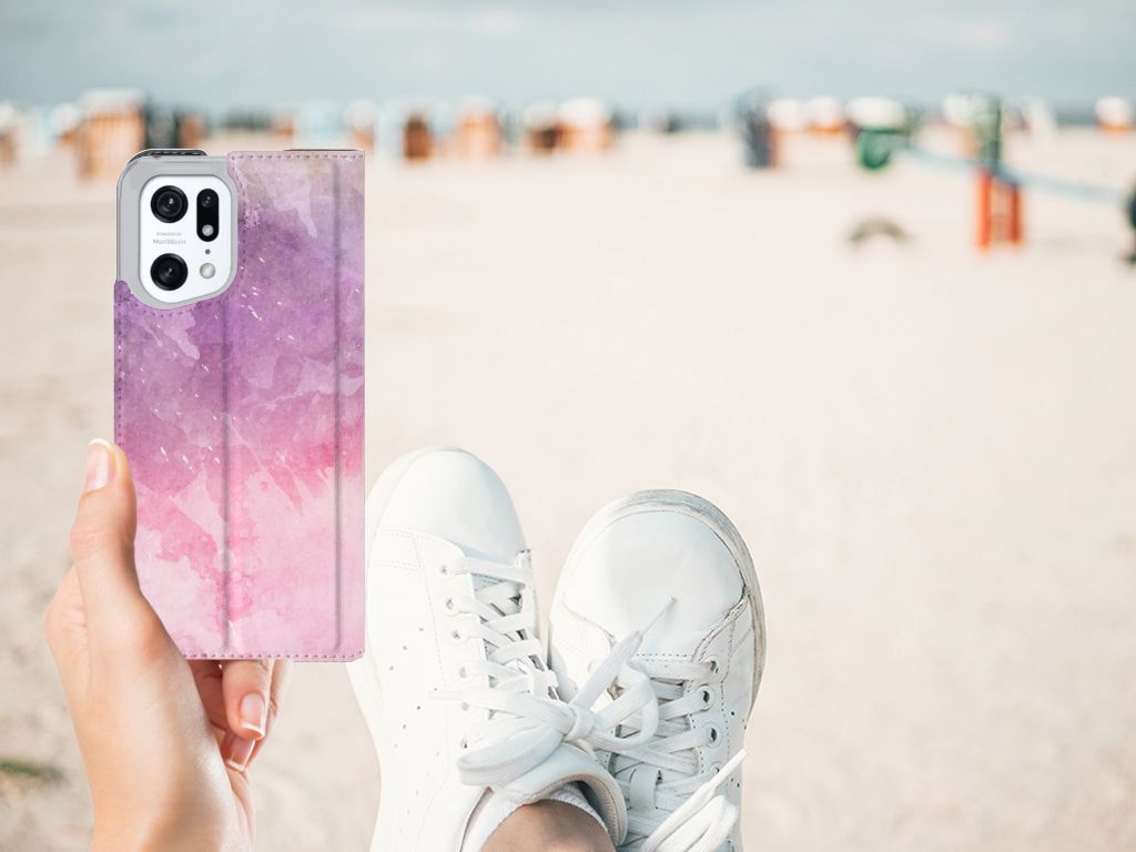 Bookcase OPPO Find X5 Pro Pink Purple Paint - B2C Telecom