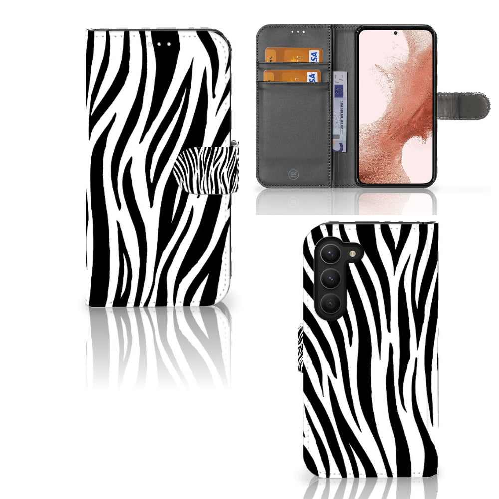 Samsung Galaxy S23 Telefoonhoesje met Pasjes Zebra