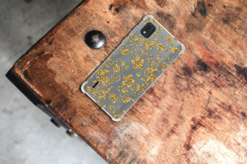 Nokia C2 2nd Edition Case Gouden Bloemen B2C Telecom