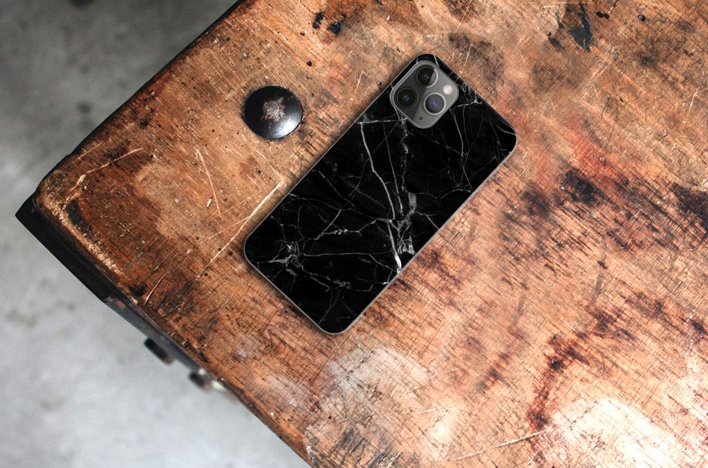 Apple iPhone 11 Pro TPU Siliconen Hoesje Marmer Zwart - Origineel Cadeau Vader