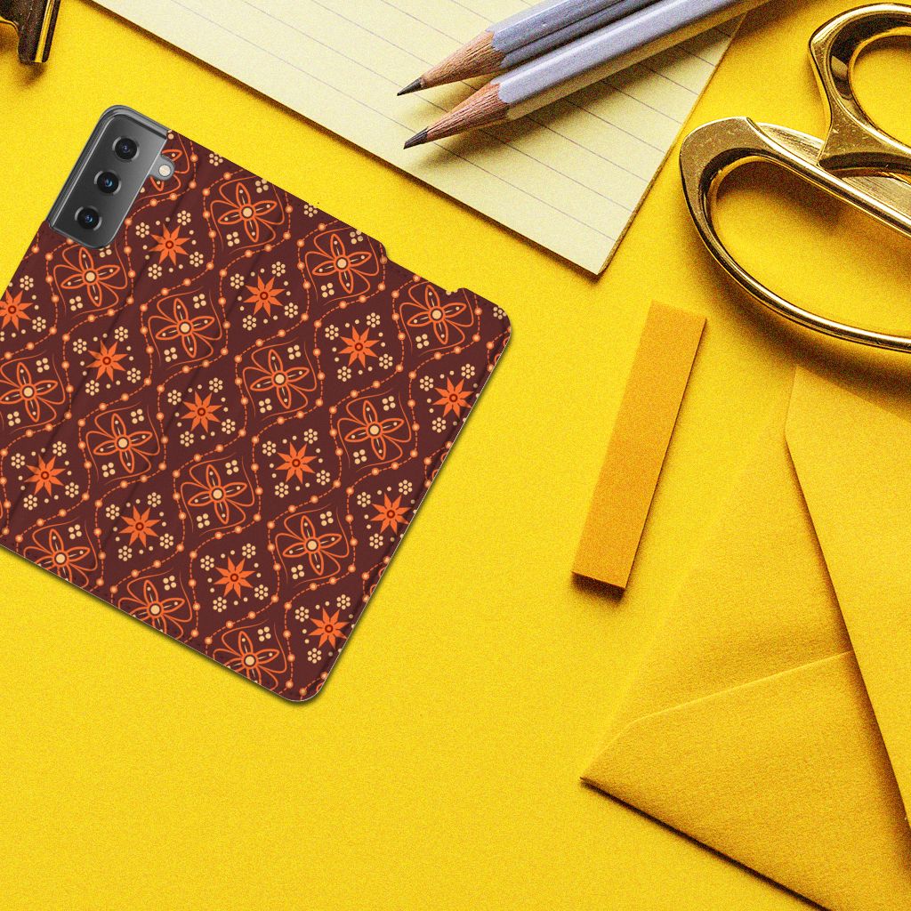 Samsung Galaxy S21 Hoesje met Magneet Batik Brown - B2C Telecom