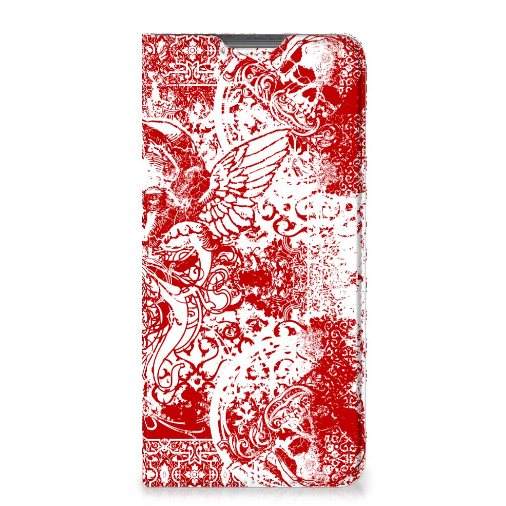 Mobiel BookCase Motorola Moto G52 | Moto G82 Angel Skull Rood - B2C Telecom