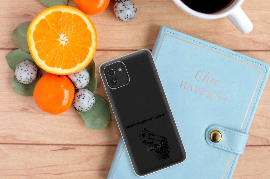 Samsung Galaxy A03 Silicone-hoesje Gun Don't Touch My Phone B2C Telecom