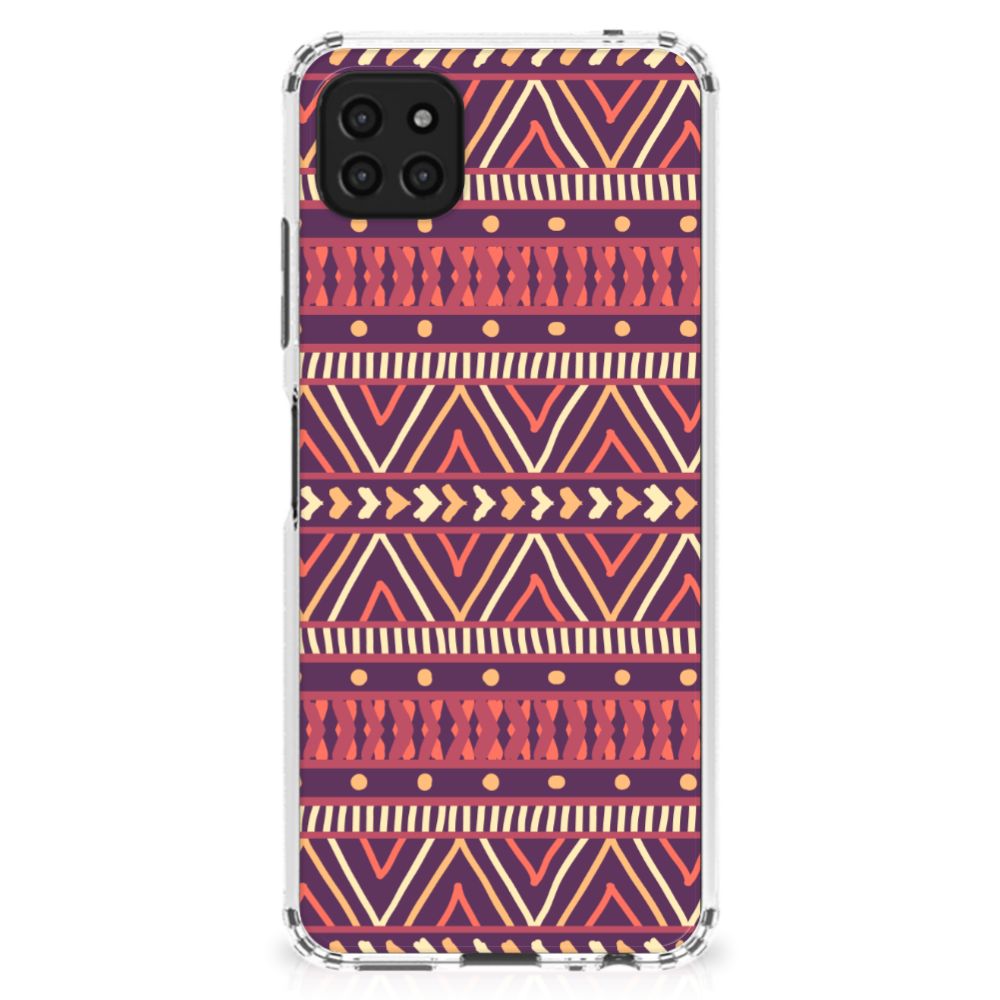 Samsung Galaxy A22 5G Doorzichtige Silicone Hoesje Aztec Paars B2C Telecom