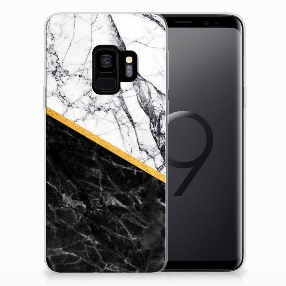 Samsung Galaxy S9 TPU Siliconen Hoesje Marmer Wit Zwart - Origineel Cadeau Man