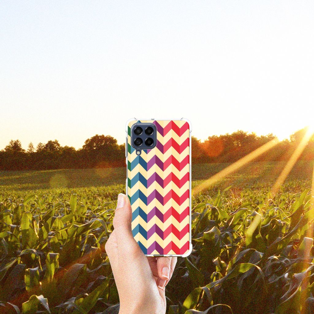 Samsung Galaxy M53 Doorzichtige Silicone Hoesje Zigzag Multi Color B2C Telecom