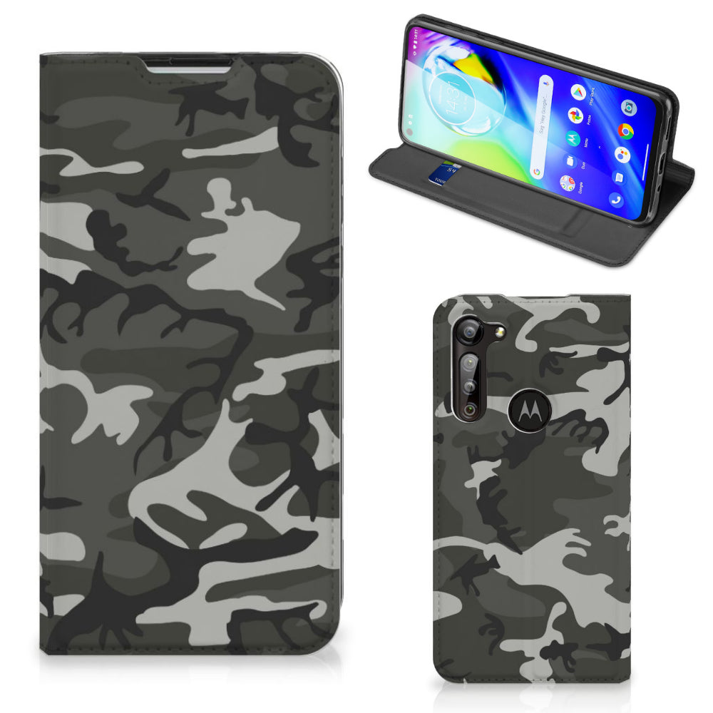 Motorola Moto G8 Power Hoesje met Magneet Army Light