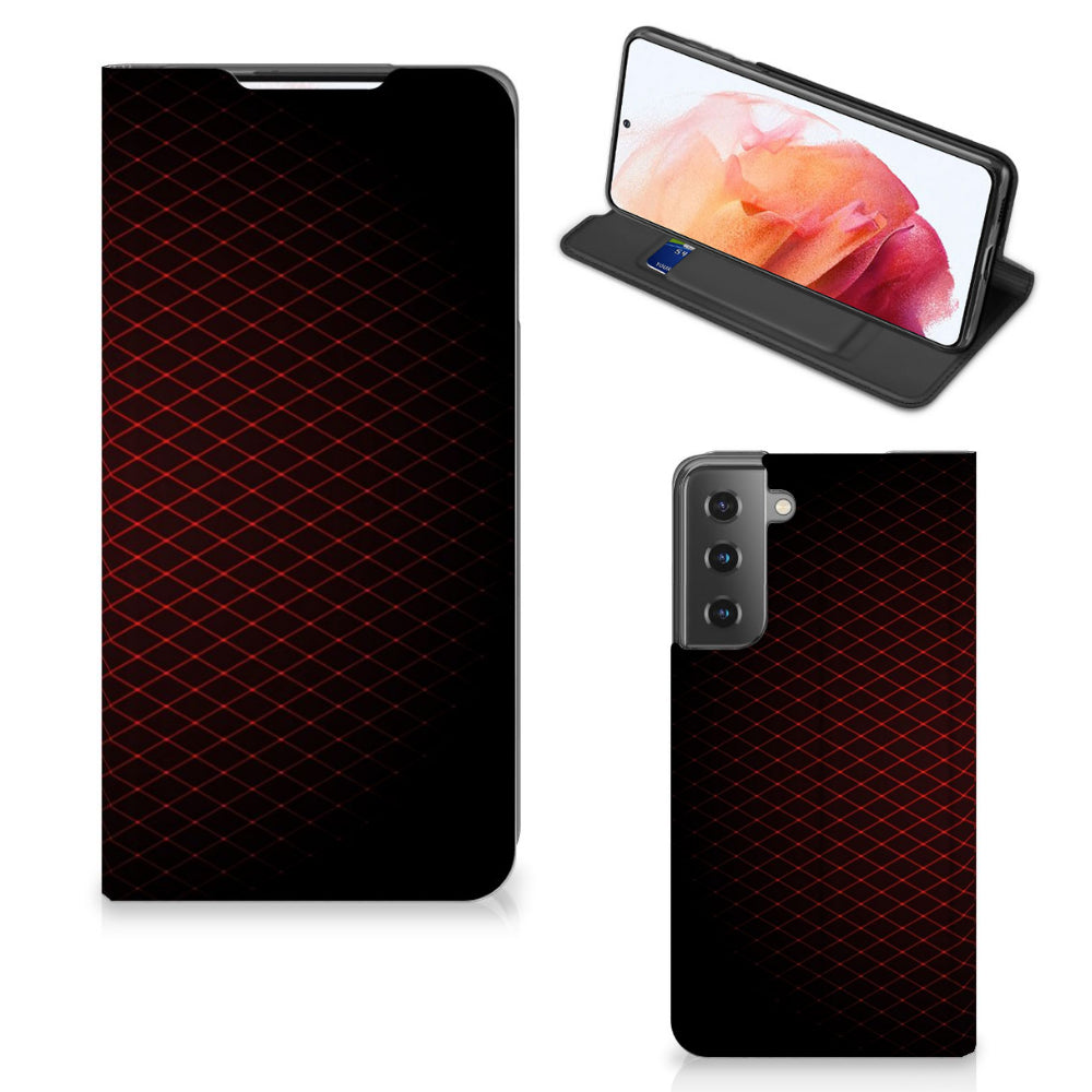 Samsung Galaxy S21 Hoesje met Magneet Geruit Rood