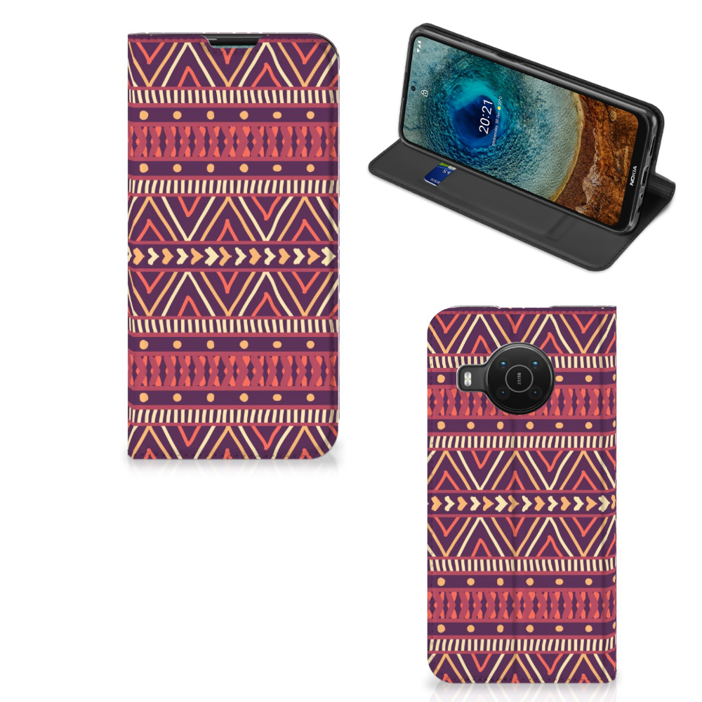 Nokia X20 | X10 Hoesje met Magneet Aztec Paars - B2C Telecom