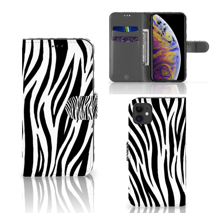 Apple iPhone 11 Telefoonhoesje met Pasjes Zebra